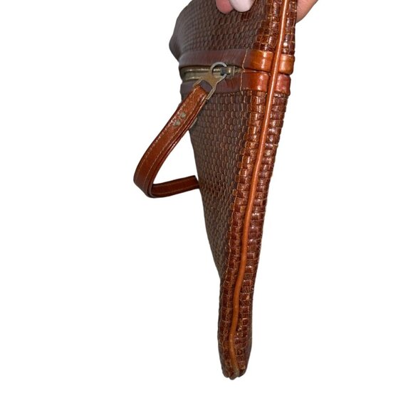 vintage brown 100% Genuine woven leather 2 pocket all basket weave clutc… - Picture 5 of 7